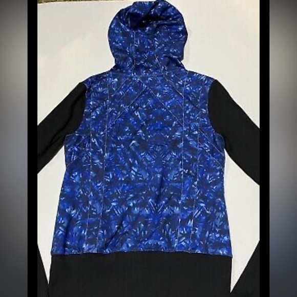 Alo yoga blue black printed flow hoodie S athletic activewear full zip winter - Picture 10 of 10